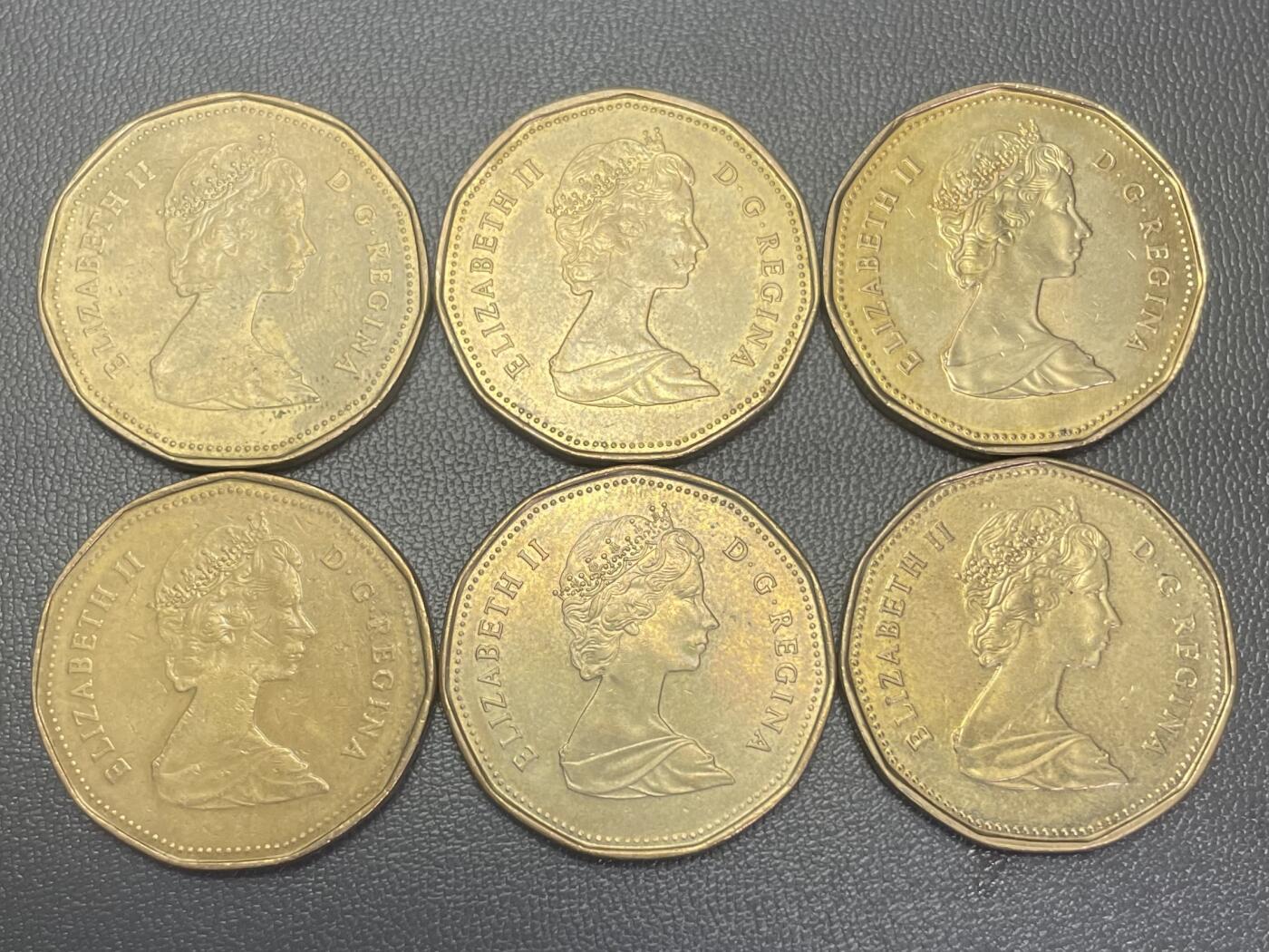 回流0110 加拿大1987-1989年1加元2组6枚 潜鸟