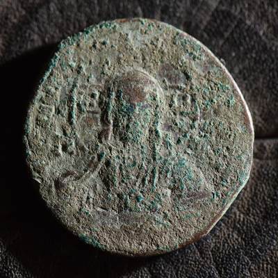 【良泉】【春节前最后一场】2月5日晚19.30点开拍！208组，本场结束后预存钱币的朋友请告知，将连同本场拍品一起邮寄，预祝诸位春节愉快！ - 10.88克，公元1023-1028年【拜占庭】 巴西尔二世和君士坦丁八世共治，A类无名富力，大铜币