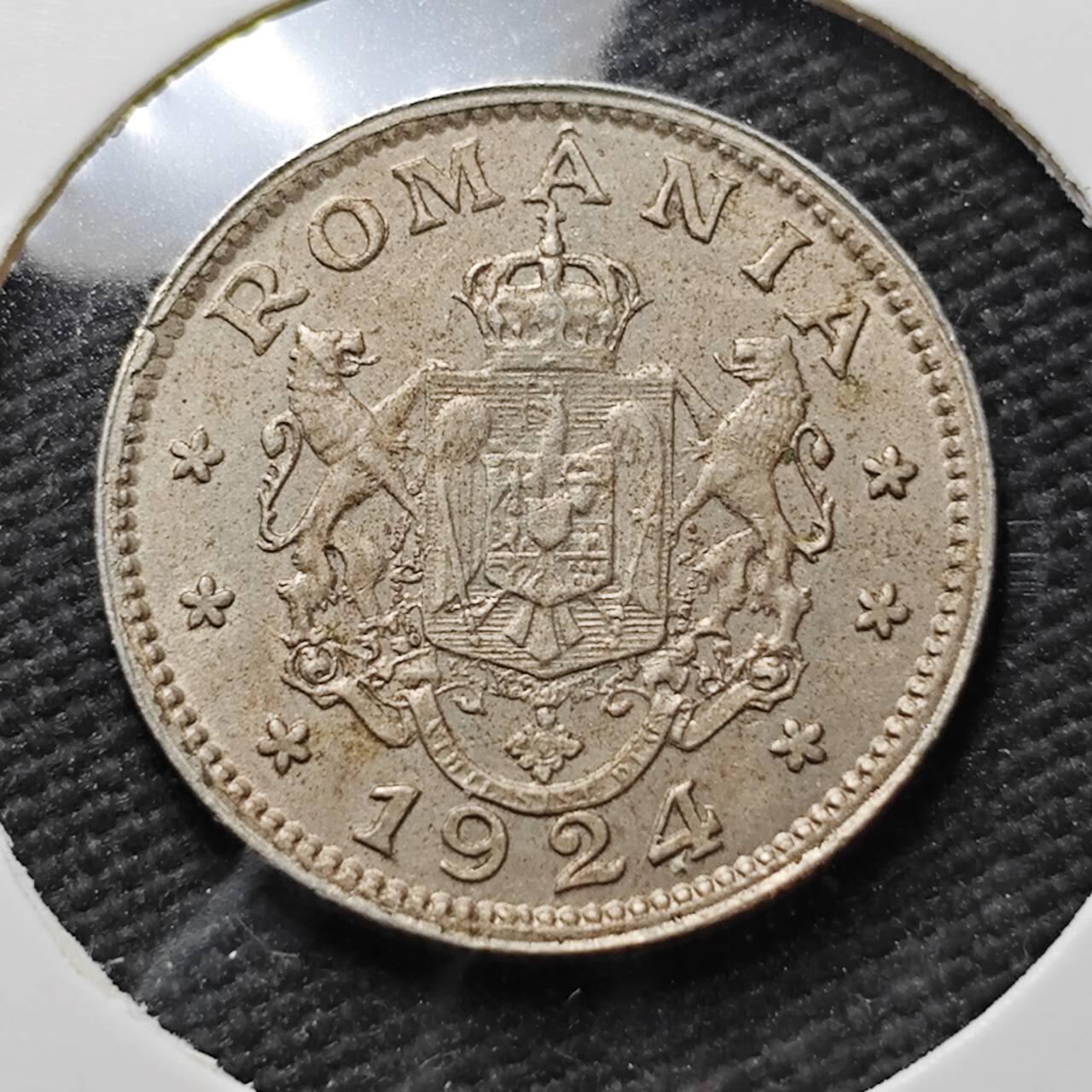 KK钱币收藏小铺  第399期  百期特拍（四拍之三）2月预留时间 周末发货  1924罗马尼亚1列伊镍币 退光状态 底板干净