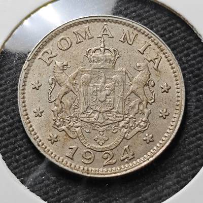 KK钱币收藏小铺  第399期  百期特拍（四拍之三）2月预留时间 周末发货 -  1924罗马尼亚1列伊镍币 退光状态 底板干净