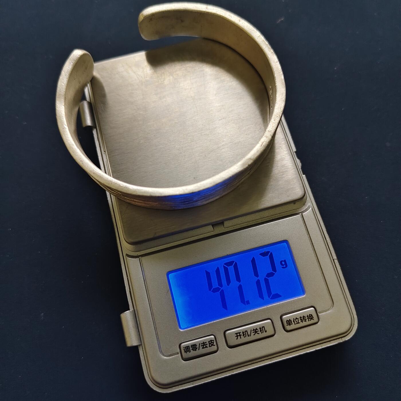 【全场包邮】纯粹捡漏拍493场 【杂件】老银匠雪花足银拉丝999纯银镯-含银标【47.12克，纯银价约847元（按18元银价折算）】