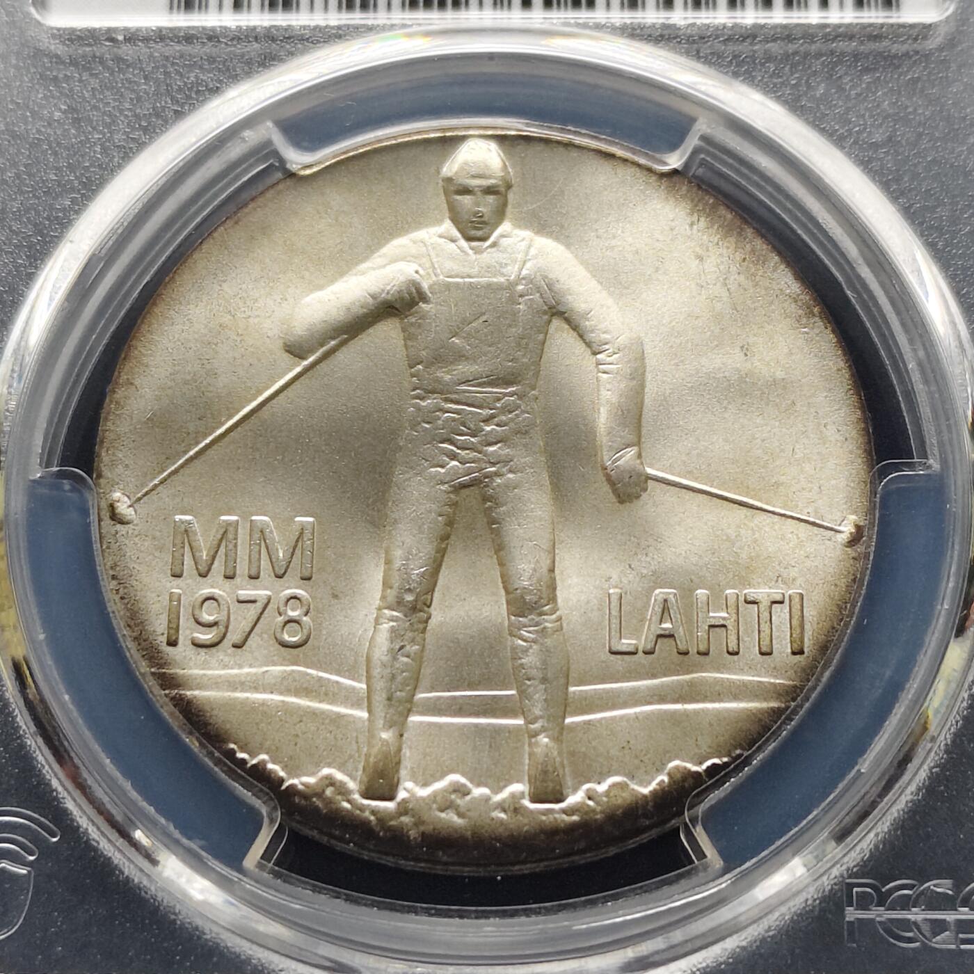 【全场包邮】纯粹捡漏拍493场 【收藏级】芬兰1978年25马克第21届北欧滑雪锦标赛银币-PCGS MS66（更高分7枚）