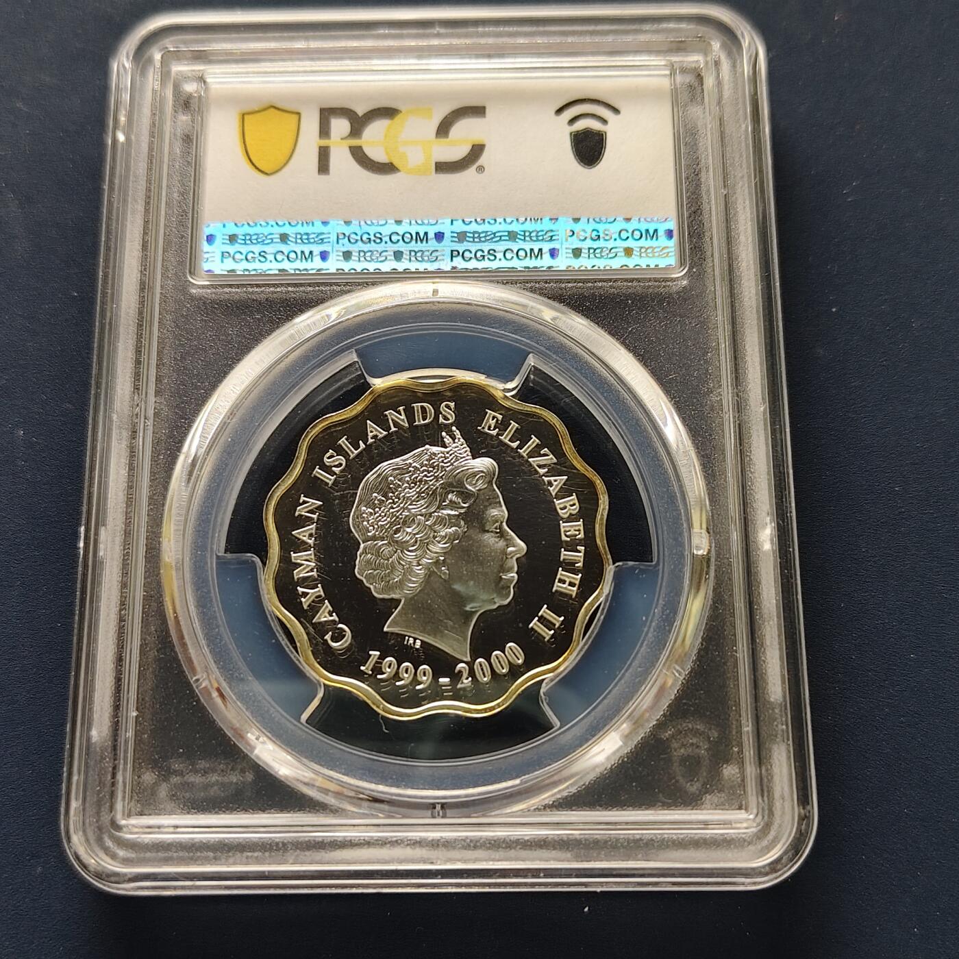 【全场包邮】纯粹捡漏拍493场 【收藏级·亚军分】开曼群岛2000年2元千禧年兰花花齿形精制纪念银币-PCGS PR68 DCAM（更高分仅2枚）