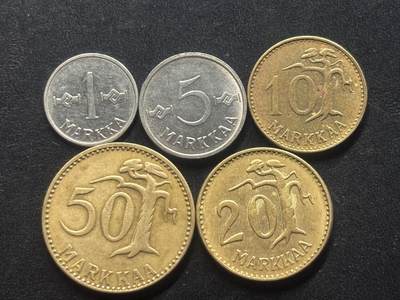 邮泉阁限时拍卖第三十九场 欧洲专场（硬币在国外。请付邮费6元。） - 芬兰1950-1960年代5枚