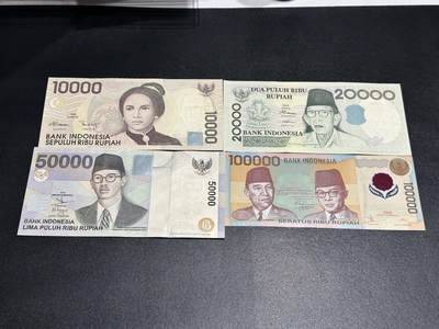 《外钞收藏家》第六百零一期（畅拍场）（本平台长期征集拍品、欢迎藏友们联系合作） - 印度尼西亚1998-1999年4张一套（1万，2万，5万，10万塑料钞；最后的大票幅纸币）	UNC