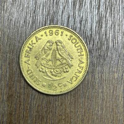 【铜匠收藏】★第137场★散币场。不寄存，30包邮。不满30元，支付5元运费。《接受代拍 代送NGC评级》 - 24【无寄存】1961 南非 1/2分 铜币
