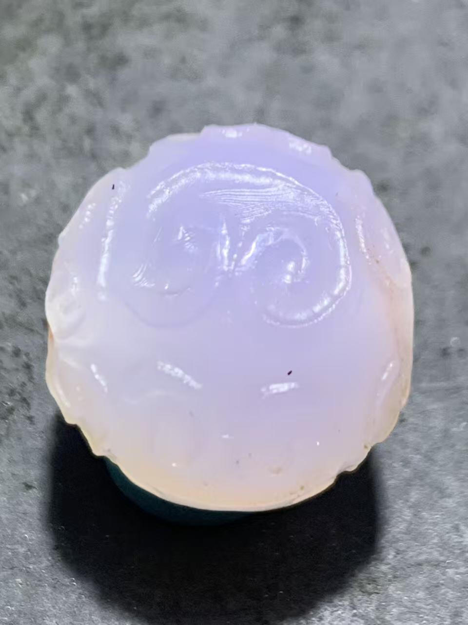 稀有紫罗兰高冰荧光润料玛瑙2.0随形回纹珠一颗