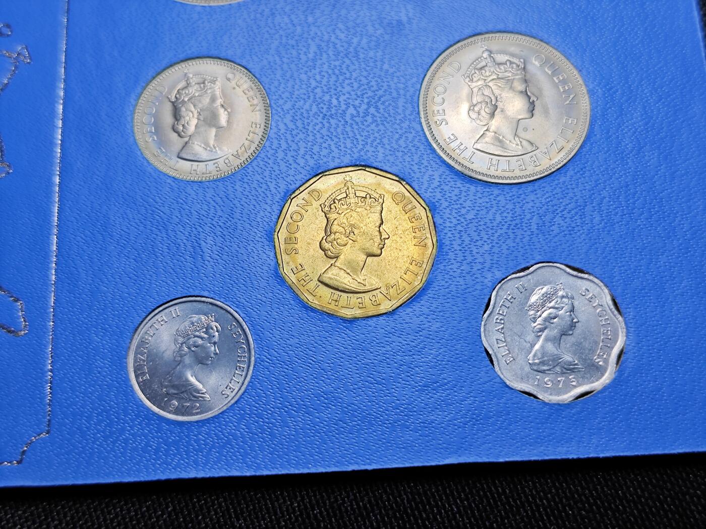 KK钱币收藏小铺  第400期  百期特拍（四拍之四）2月预留时间 周末发货  1972英属塞舌尔大小面值清年一套 好品！