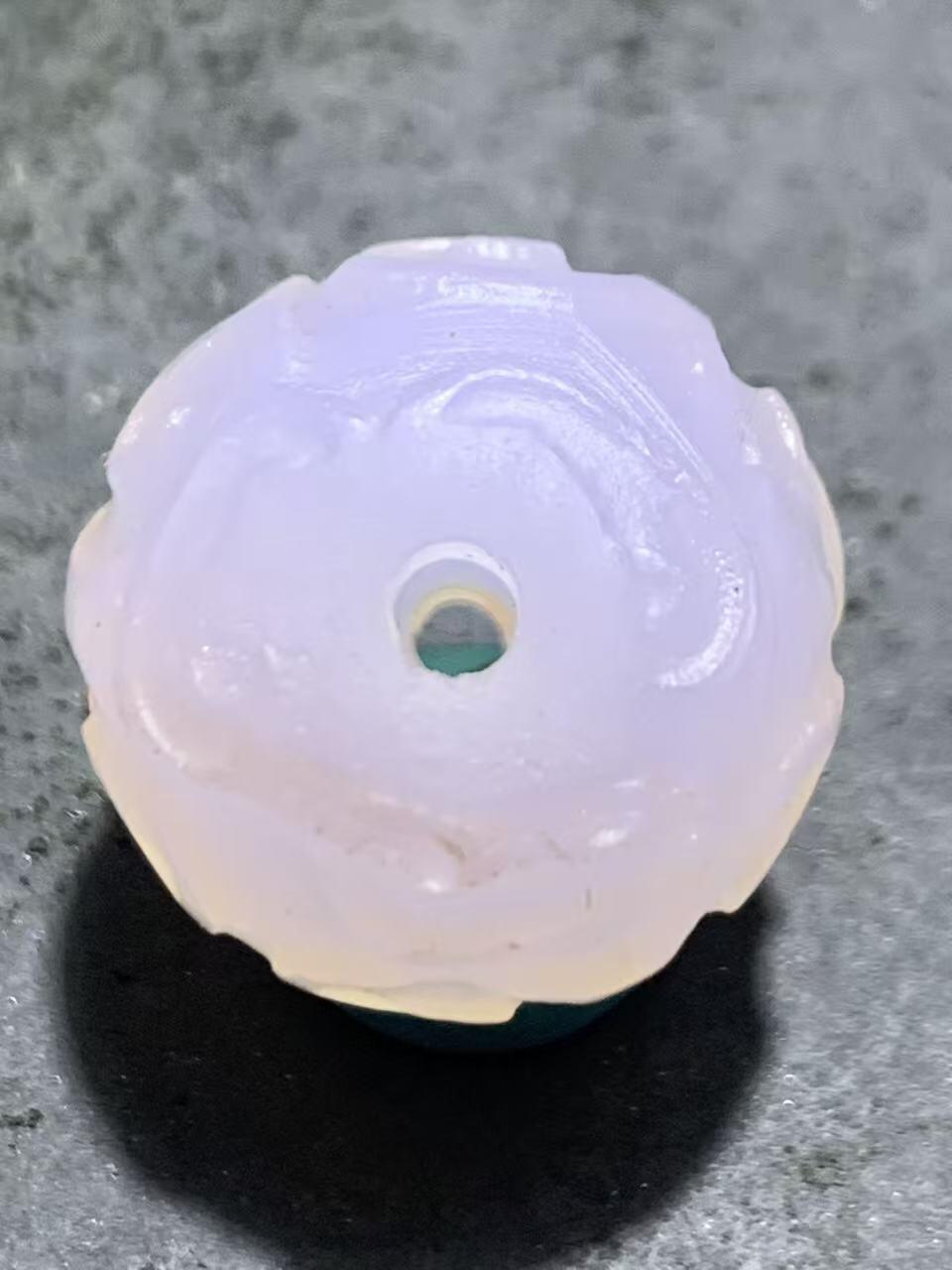 稀有紫罗兰高冰荧光润料玛瑙2.0随形回纹珠一颗