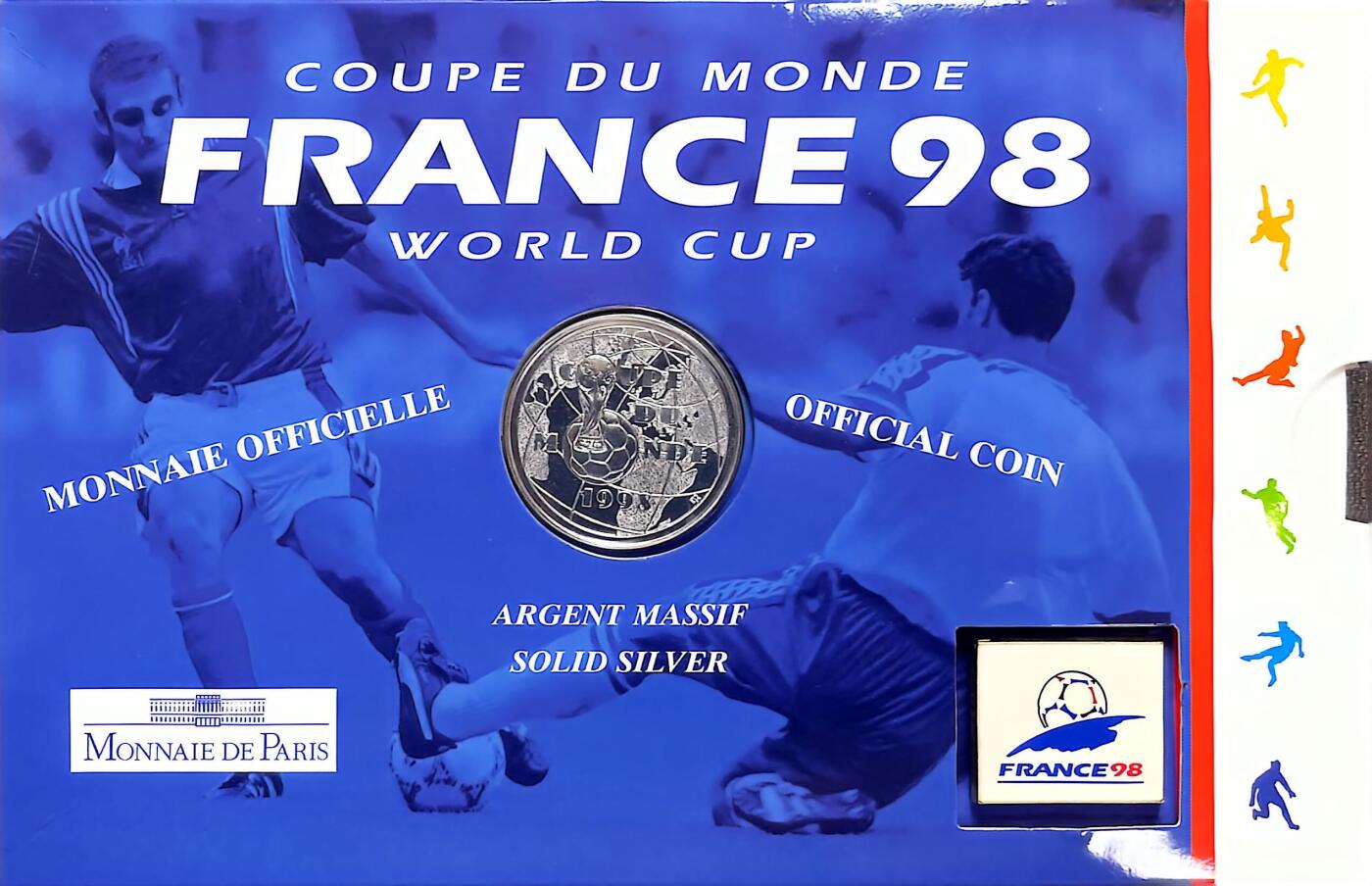 回流0110 法国1997年98世界杯足球赛1法郎纪念银币卡册 12克90%银25万枚