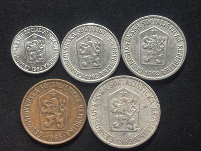 邮泉阁限时拍卖第三十九场 欧洲专场（硬币在国外。请付邮费6元。） 捷克斯洛伐克5枚