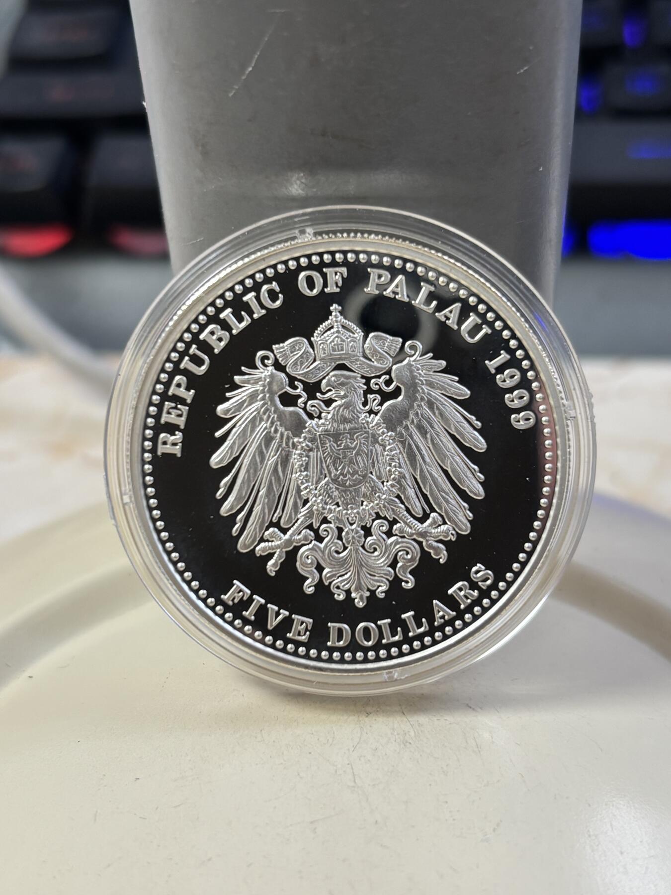 第187期拍卖 帕劳1999年德国百年系列德皇威廉二世精制纪念银币，925银，25克，发行5000枚，有氧化，