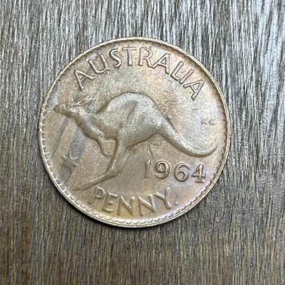 【铜匠收藏】★第137场★散币场。不寄存，30包邮。不满30元，支付5元运费。《接受代拍 代送NGC评级》 - 12【无寄存】1964 澳大利亚 袋鼠 1 便士 铜币