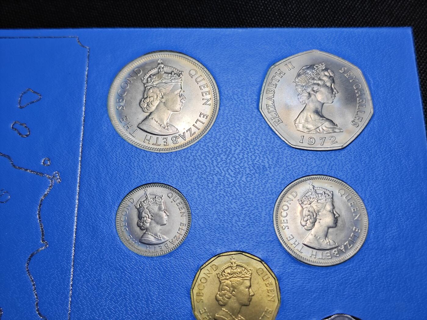 KK钱币收藏小铺  第400期  百期特拍（四拍之四）2月预留时间 周末发货  1972英属塞舌尔大小面值清年一套 好品！