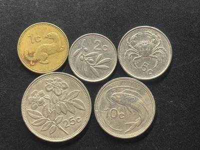 邮泉阁限时拍卖第三十九场 欧洲专场（硬币在国外。请付邮费6元。） 马耳他1986年5枚