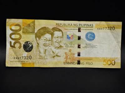 【淘币小摊】限时拍第八百四十五拍  纸币场  满百包邮可预留两周  周一统一发货  - 菲律宾2014年500比索纸币【有折】