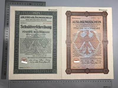 小驴勋章奖章收藏1月10日周六晚六点拍卖（珍爱和平，收藏战争，铭记历史，勿忘国耻，忠党爱国。有偿代拍，送拍规则在简介最后，参拍须阅读规则后再参拍，关系到运费包装发货时效真假辨别等关键信息，拍卖时不再发原图，看大图店主微信码在拍卖店铺介绍里） - 25年50马克债券