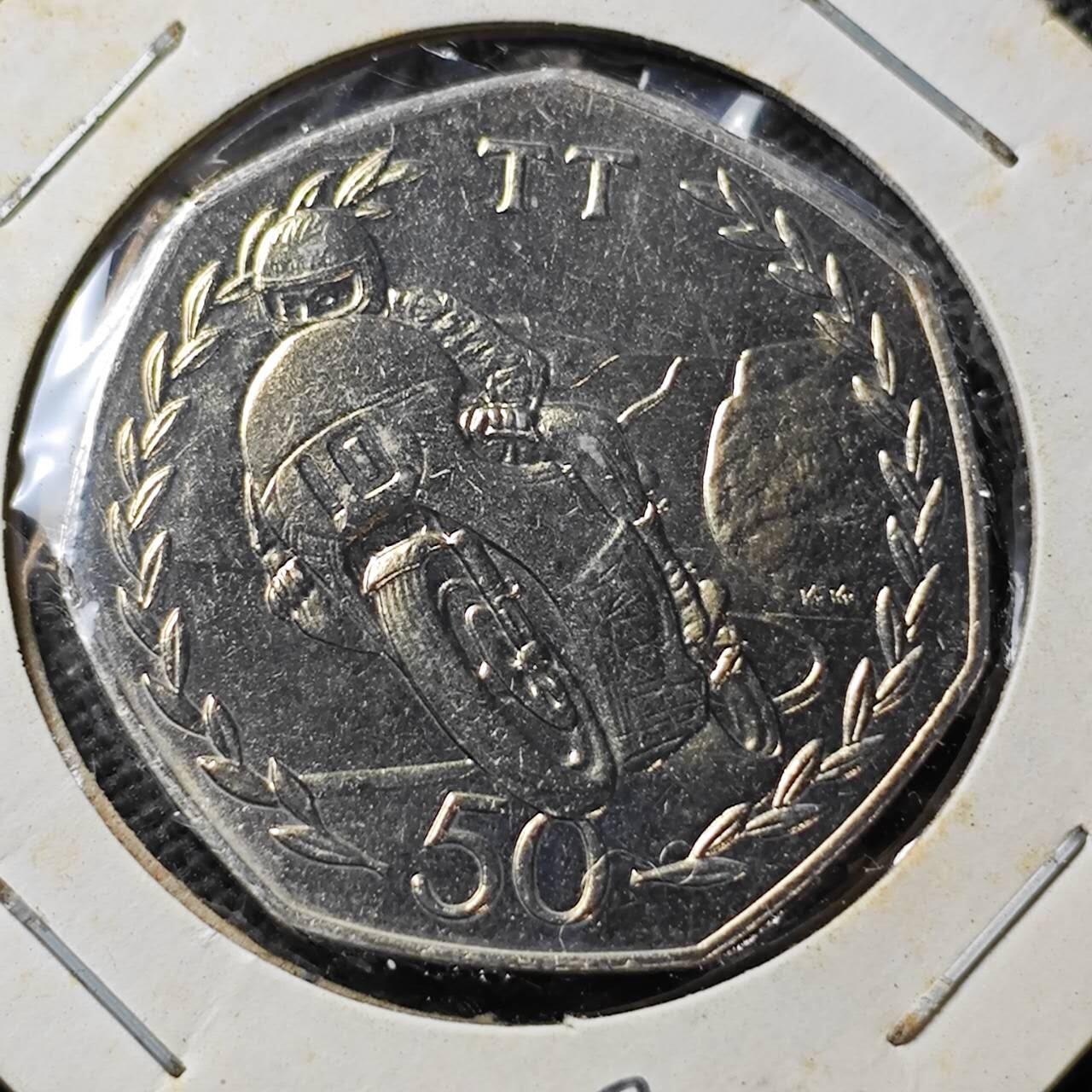 KK钱币收藏小铺  第399期  百期特拍（四拍之三）2月预留时间 周末发货  1982马恩岛50便士纪念币