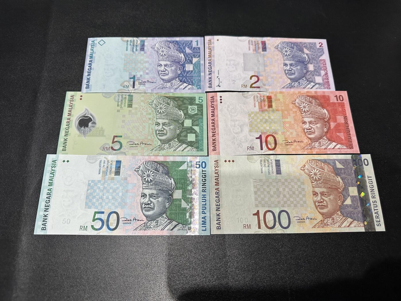 《外钞收藏家》第六百零一期（畅拍场）（本平台长期征集拍品、欢迎藏友们联系合作） 马来西亚上一版本6张一套（1/2/5/10/50/100；2与50林吉特较少）	UNC