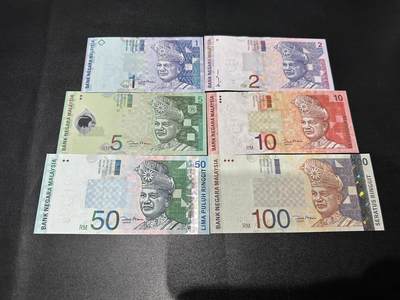 《外钞收藏家》第六百零一期（畅拍场）（本平台长期征集拍品、欢迎藏友们联系合作） - 马来西亚上一版本6张一套（1/2/5/10/50/100；2与50林吉特较少）	UNC