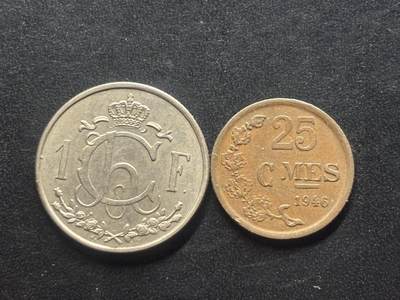 邮泉阁限时拍卖第三十九场 欧洲专场（硬币在国外。请付邮费6元。） - 卢森堡夏洛特女大公2枚