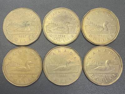 回流0110 - 加拿大1987-1989年1加元2组6枚 潜鸟