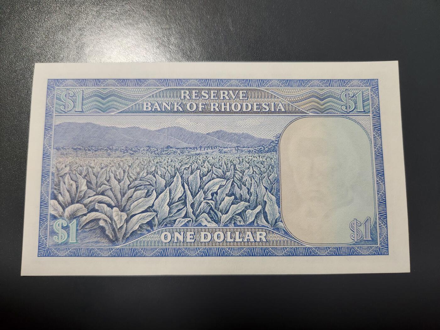 1月10号晚上8点 外国纸币自动截拍第82场 罗得西亚 1970年1元 罂粟花田 罗得西亚 首版稀少 全新