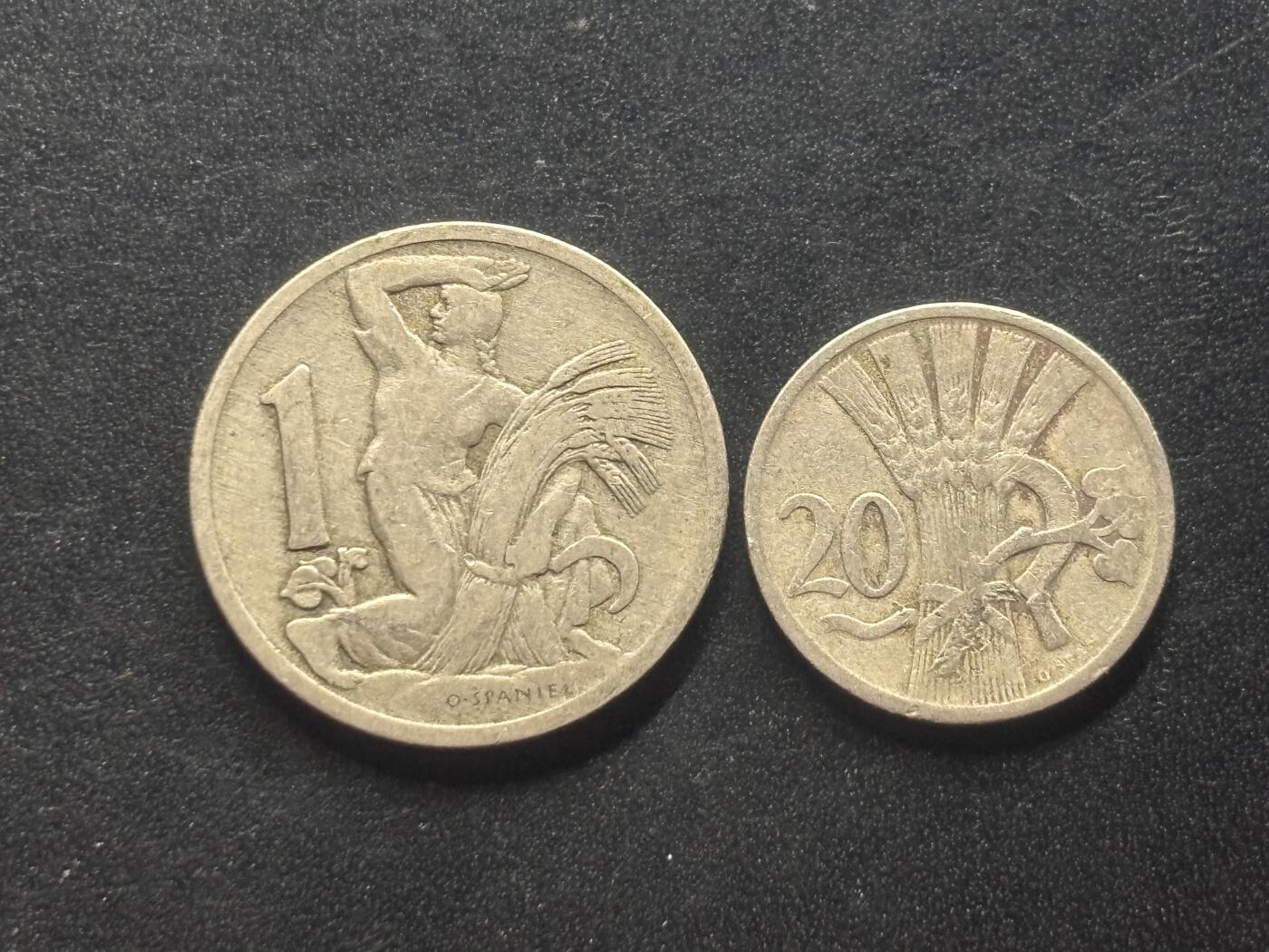 邮泉阁限时拍卖第三十九场 欧洲专场（硬币在国外。请付邮费6元。） 捷克斯洛伐克第一共和国2枚