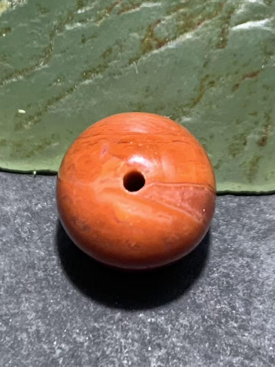 川料冰飘柿子红南红玛瑙随形老形桶珠一颗！配串利器！