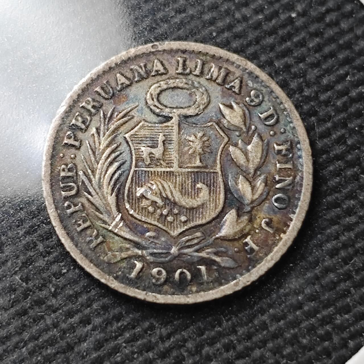 KK钱币收藏小铺  第399期  百期特拍（四拍之三）2月预留时间 周末发货  1901秘鲁1/2角银币