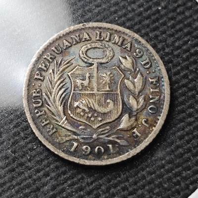 KK钱币收藏小铺  第399期  百期特拍（四拍之三）2月预留时间 周末发货 -  1901秘鲁1/2角银币