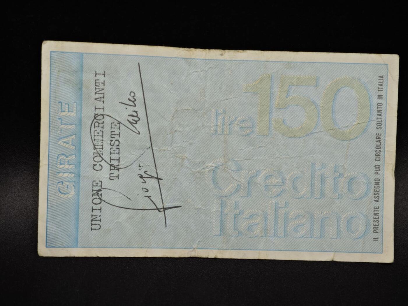 【淘币小摊】限时拍第八百四十五拍  纸币场  满百包邮可预留两周  周一统一发货  意大利1976年150里拉代币纸币【有折】