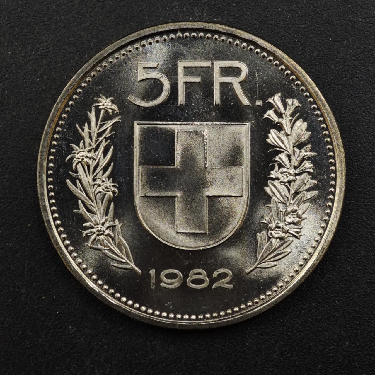 【淘币小摊】实时拍第八百四十四拍   散币场   满百包邮可预留二周 每周一统一发货   瑞士1982年5法郎镍币