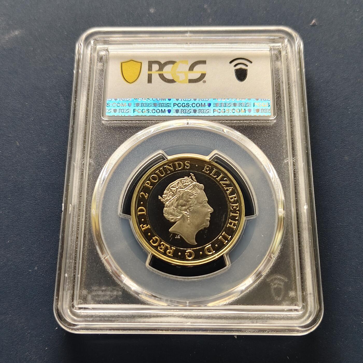 【全场包邮】纯粹捡漏拍493场 【收藏级·亚军分】英国2016年2镑一战百年精制双色纪念币-PCGS PR67 DCAM（更高分仅1枚）