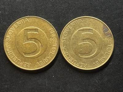 邮泉阁限时拍卖第三十九场 欧洲专场（硬币在国外。请付邮费6元。） - 斯洛文尼亚1994号5托拉2枚不同4