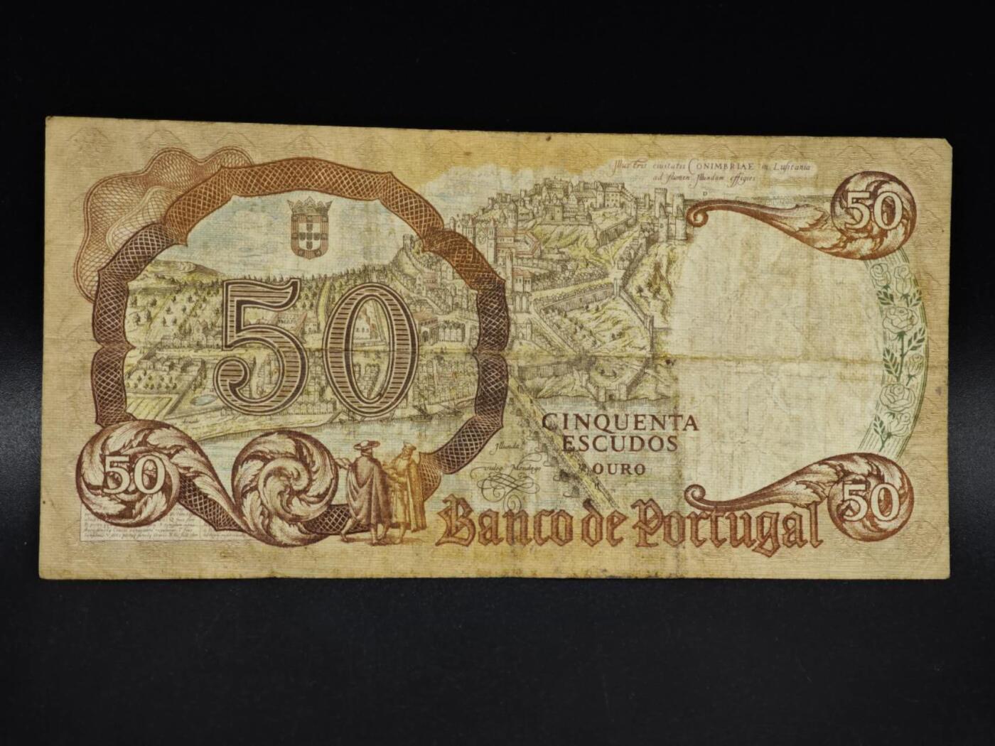 【淘币小摊】限时拍第八百四十五拍  纸币场  满百包邮可预留两周  周一统一发货  葡萄牙1964年50埃斯库多纸币【有折】