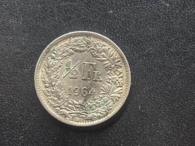 邮泉阁限时拍卖第三十九场 欧洲专场（硬币在国外。请付邮费6元。） - 瑞士1964年½法郎银币