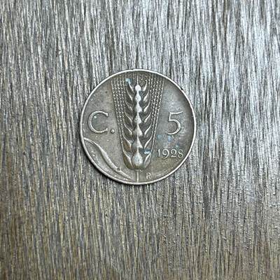 【铜匠收藏】★第137场★散币场。不寄存，30包邮。不满30元，支付5元运费。《接受代拍 代送NGC评级》 - 52【无寄存】1928 意大利 5分 铜币
