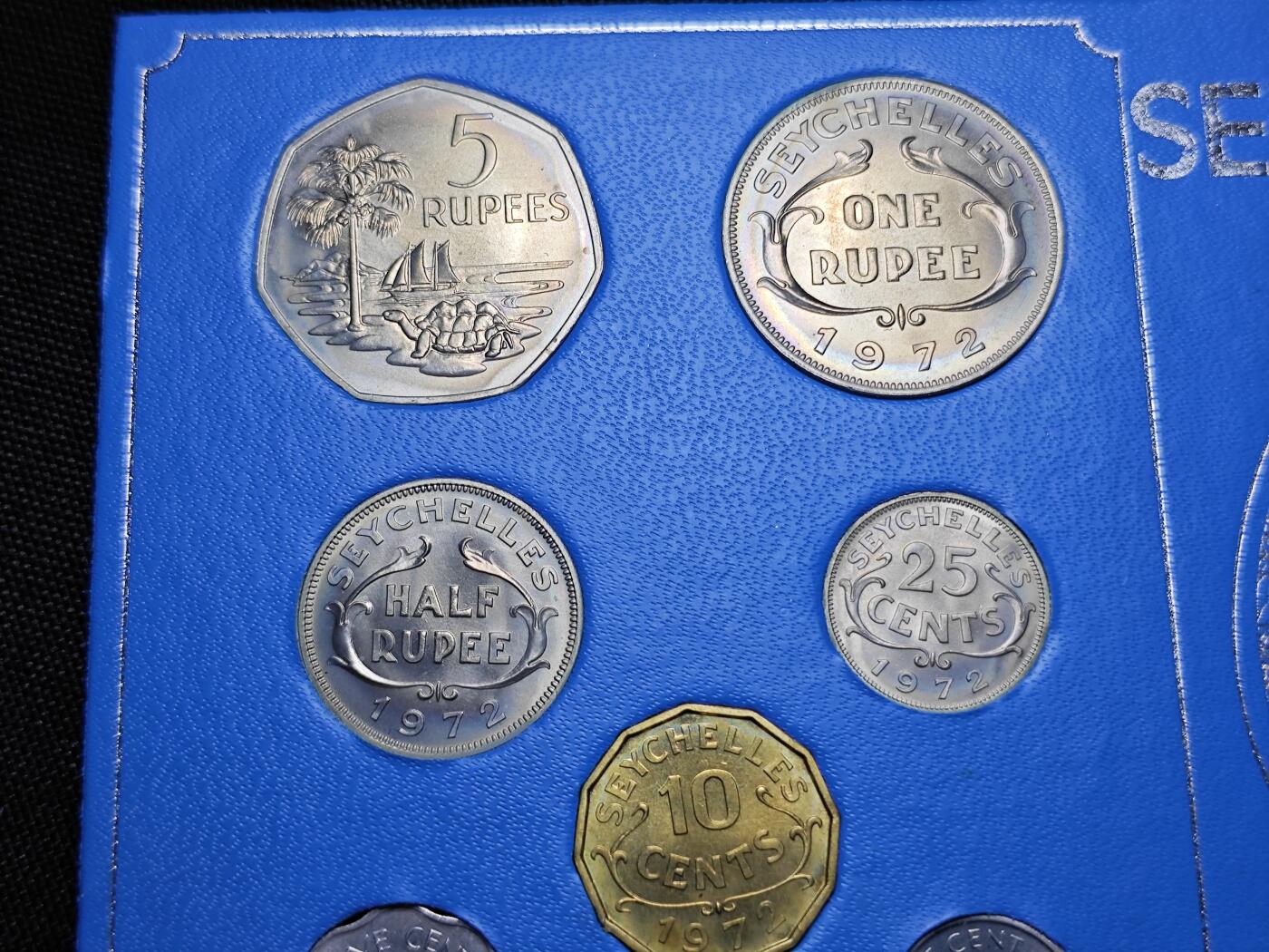 KK钱币收藏小铺  第400期  百期特拍（四拍之四）2月预留时间 周末发货  1972英属塞舌尔大小面值清年一套 好品！