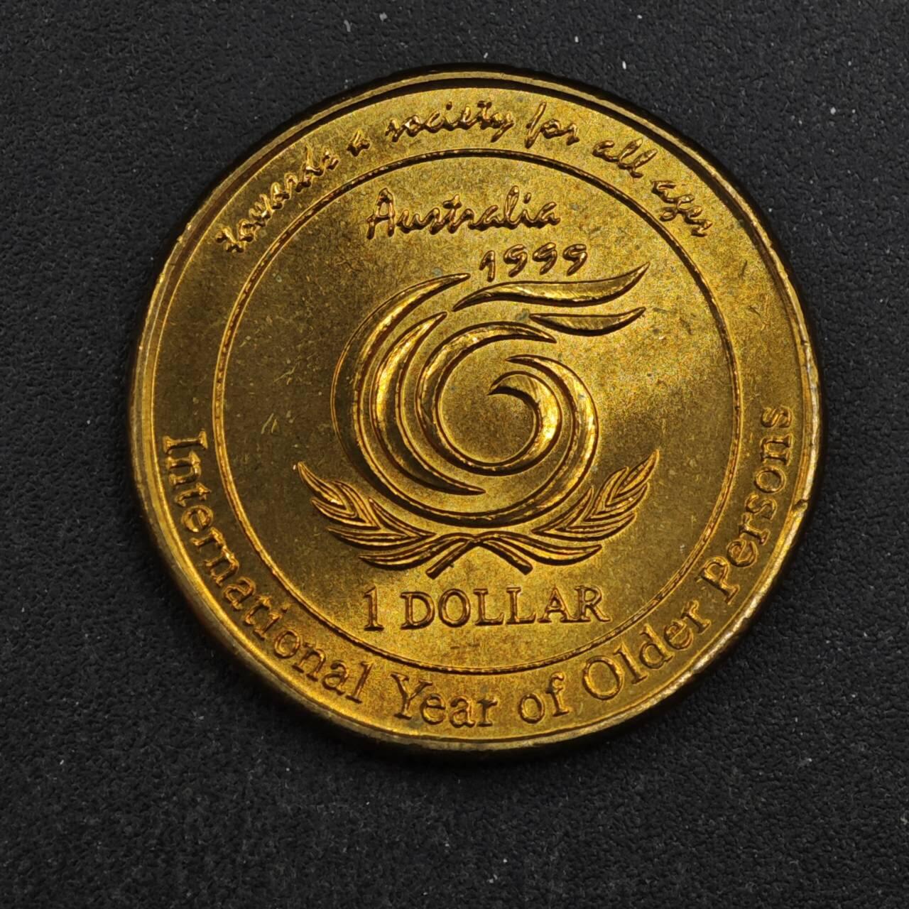 【淘币小摊】实时拍第八百四十四拍   散币场   满百包邮可预留二周 每周一统一发货   澳大利亚1999年国际老年人年一元纪念币