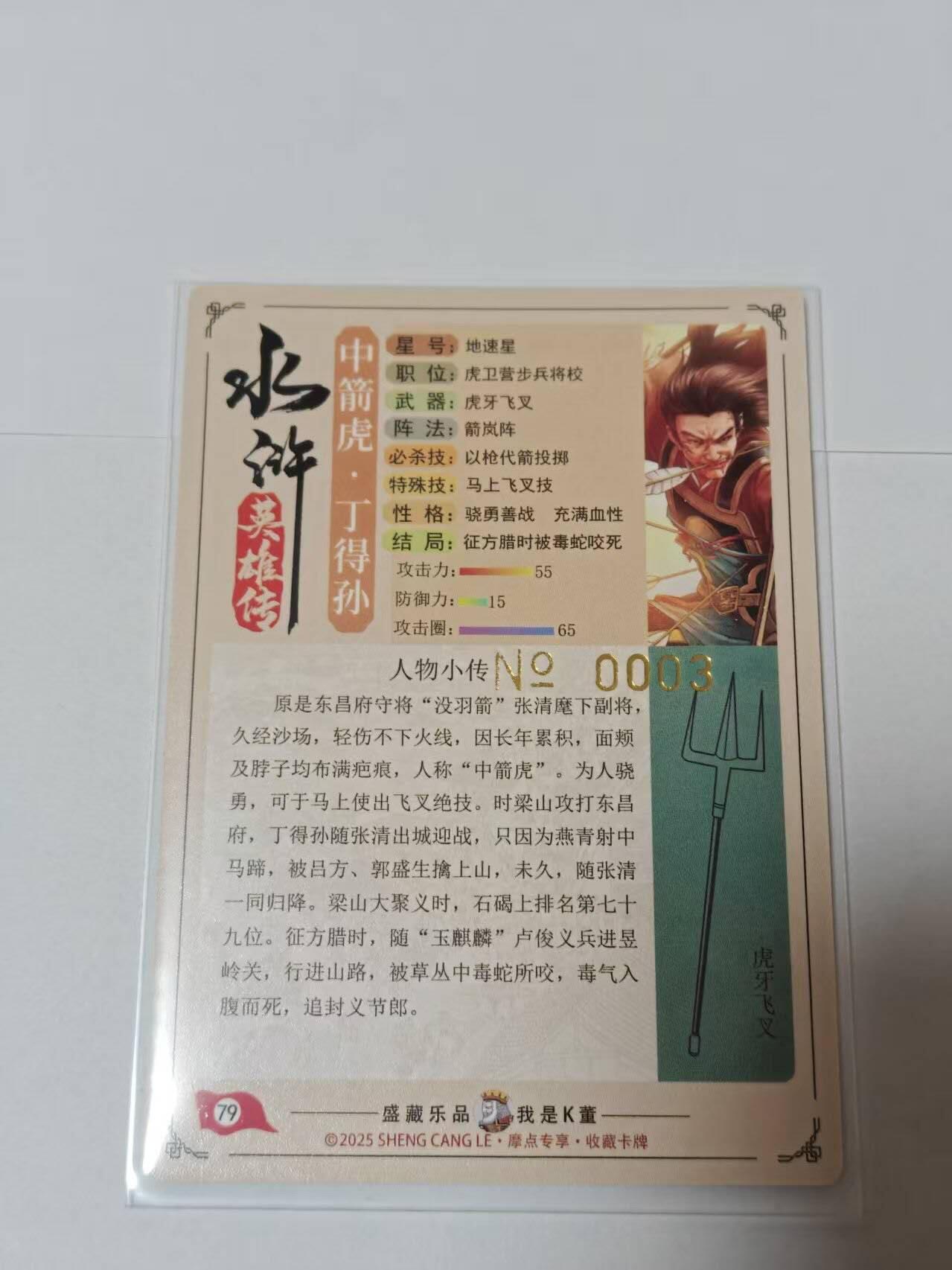 满200包邮！龙虎卡牌-七一场（满200元包邮，无佣金，每周六结拍，欢迎送拍） 【编号003】粗闪 道义水浒 -丁得孙