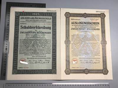 小驴勋章奖章收藏1月10日周六晚六点拍卖（珍爱和平，收藏战争，铭记历史，勿忘国耻，忠党爱国。有偿代拍，送拍规则在简介最后，参拍须阅读规则后再参拍，关系到运费包装发货时效真假辨别等关键信息，拍卖时不再发原图，看大图店主微信码在拍卖店铺介绍里） - 25年200马克债券