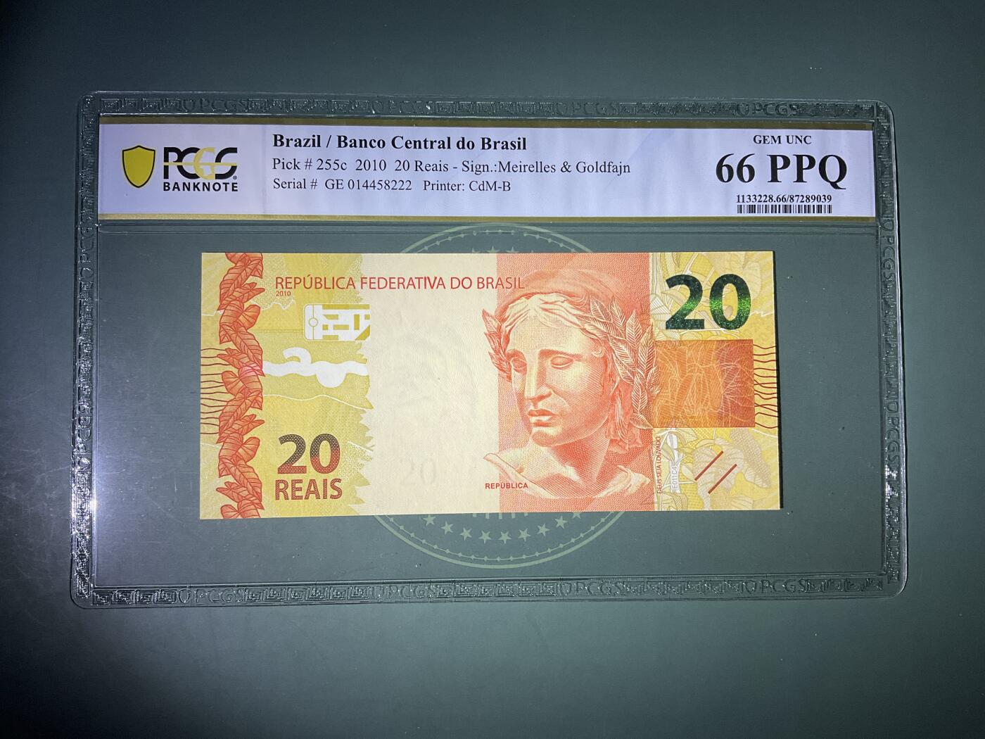 【礼羽收藏】🌏世界钱币拍卖第119期 美评PCGS-2010年巴西20雷亚尔豹子222靓号