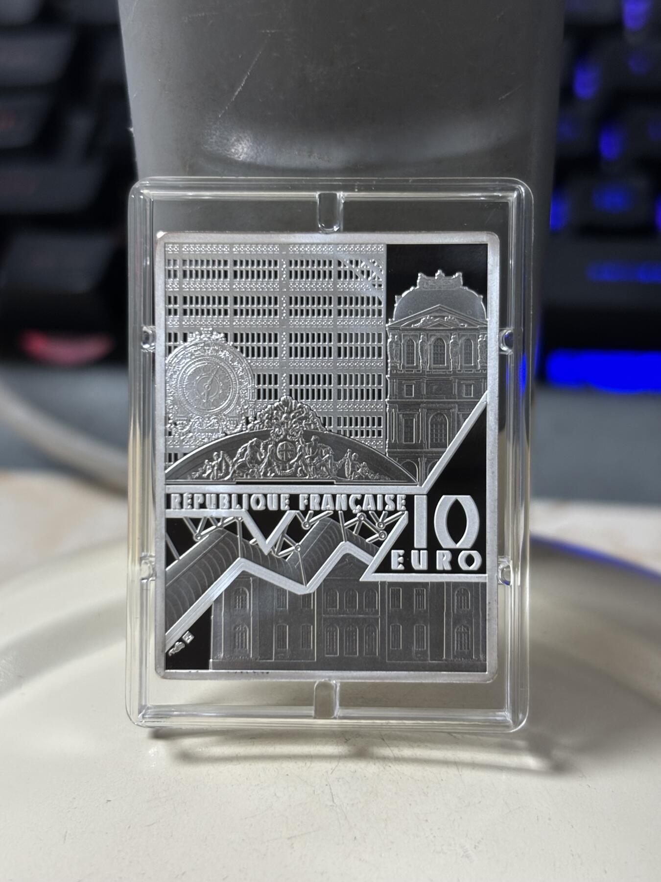 第187期拍卖 法国2022年博物馆的杰作系列莫奈睡莲矩形纪念银币，999银，22.2克，发行量3000枚