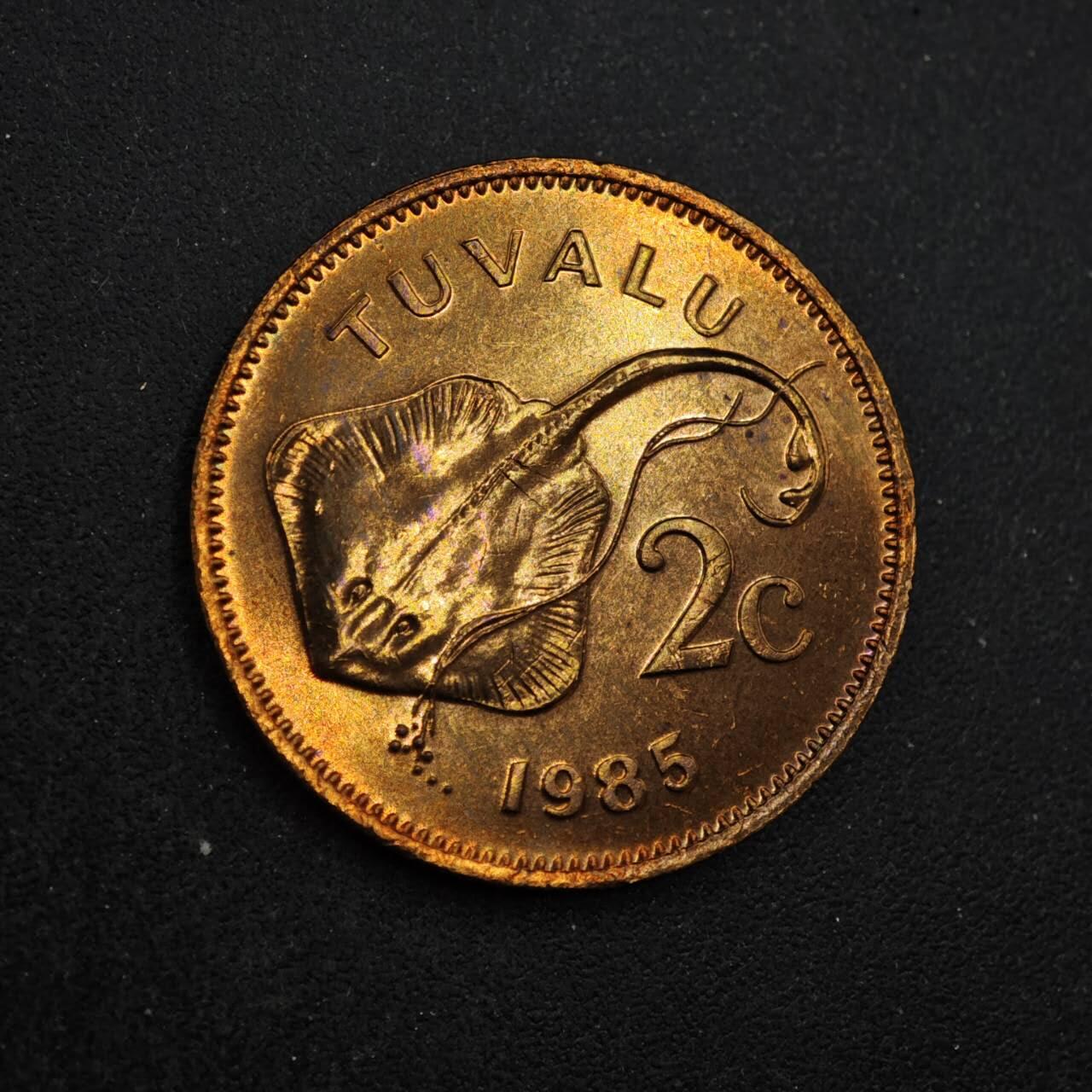 【淘币小摊】实时拍第八百四十四拍   散币场   满百包邮可预留二周 每周一统一发货   图瓦卢1985年2分魔鬼鱼铜币