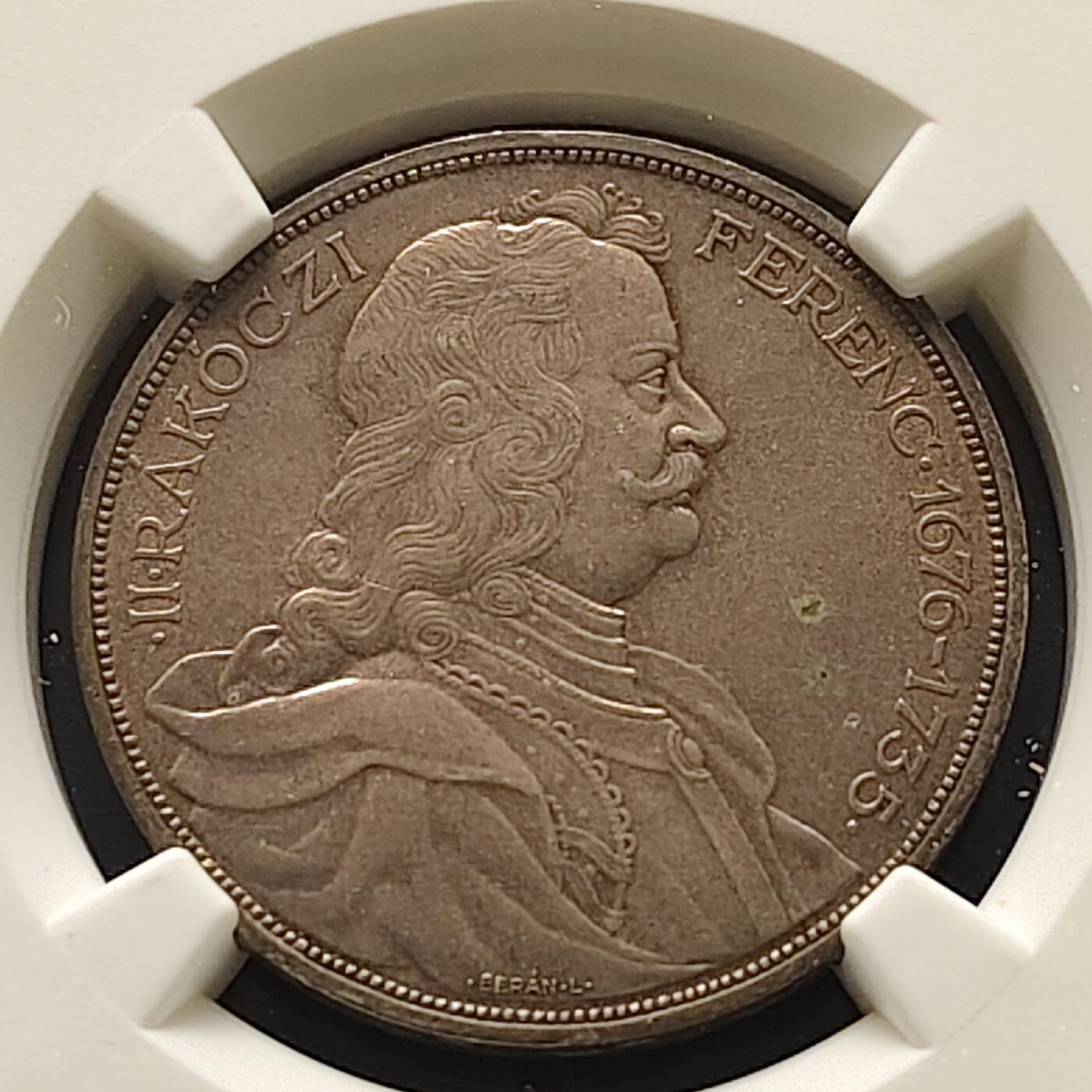 【全场包邮】纯粹捡漏拍493场 匈牙利1935年2潘果拉科奇·费伦茨逝世200周年纪念银币-NGC MS62