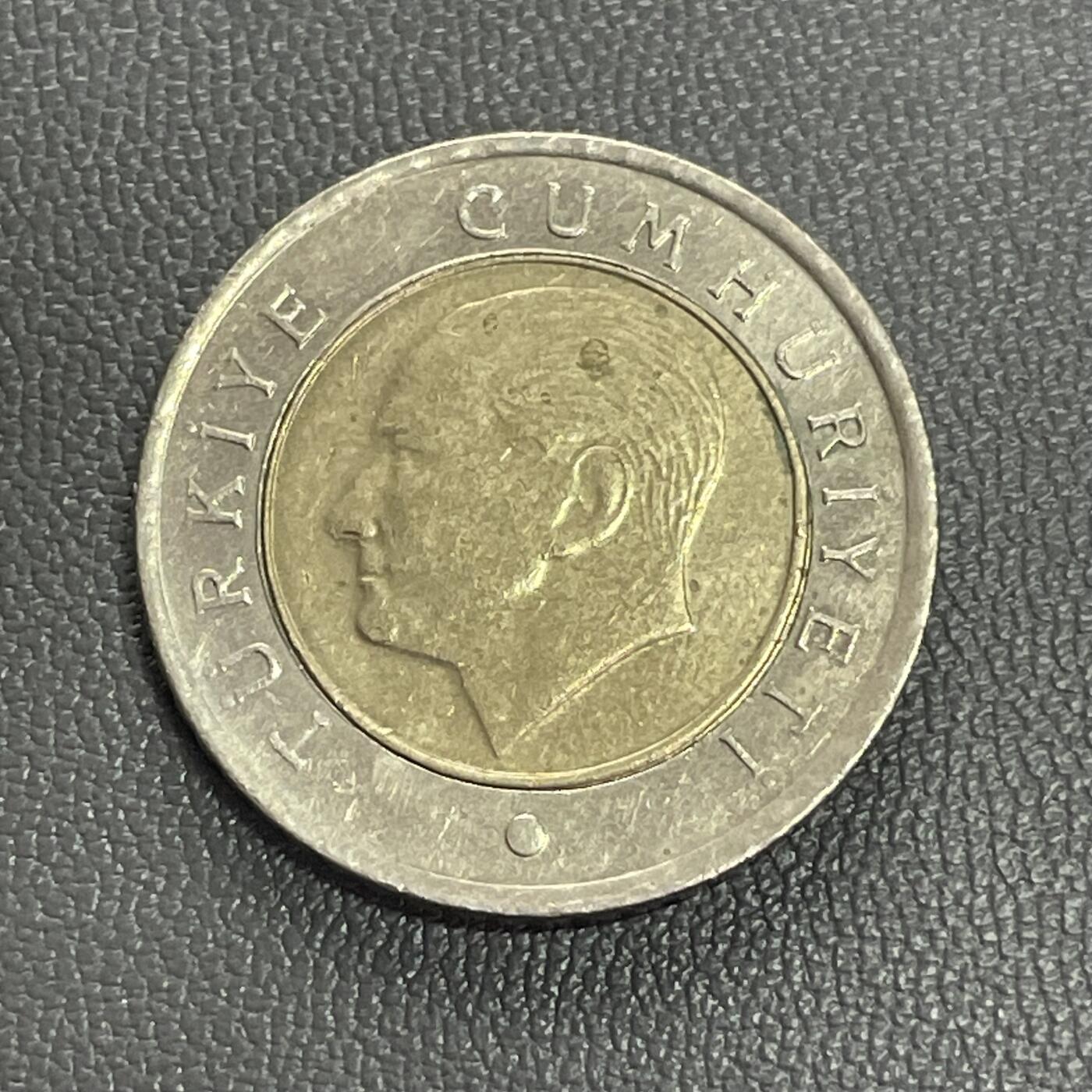 回流0110 土耳其2009年50库鲁斯双金属币 博斯普鲁斯大桥/国父穆斯塔法