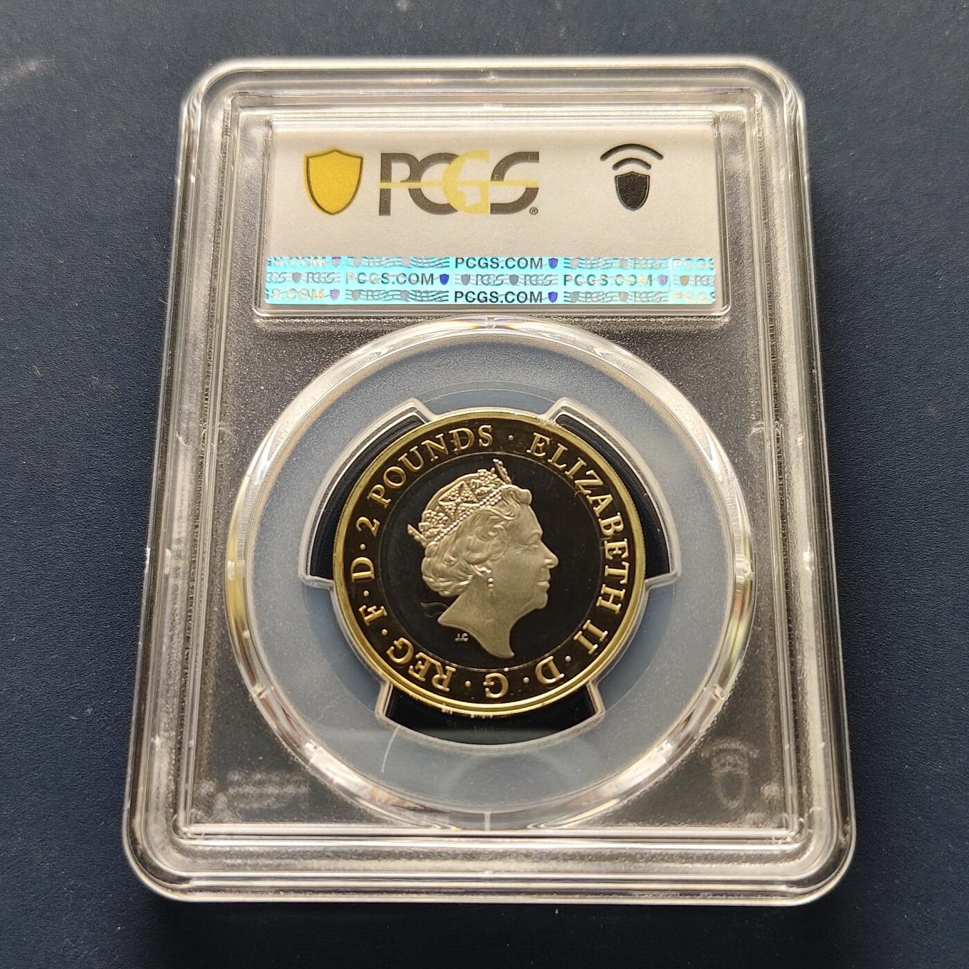 【全场包邮】纯粹捡漏拍493场 【收藏级·亚军分】英国2016年2镑莎士比亚文学系列喜剧精制双色纪念币-PCGS PR67 DCAM（更高分仅1枚）