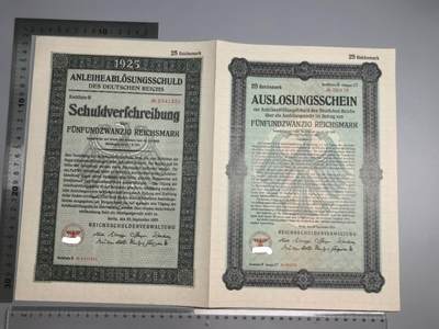 小驴勋章奖章收藏1月10日周六晚六点拍卖（珍爱和平，收藏战争，铭记历史，勿忘国耻，忠党爱国。有偿代拍，送拍规则在简介最后，参拍须阅读规则后再参拍，关系到运费包装发货时效真假辨别等关键信息，拍卖时不再发原图，看大图店主微信码在拍卖店铺介绍里） - 25年25马克债券