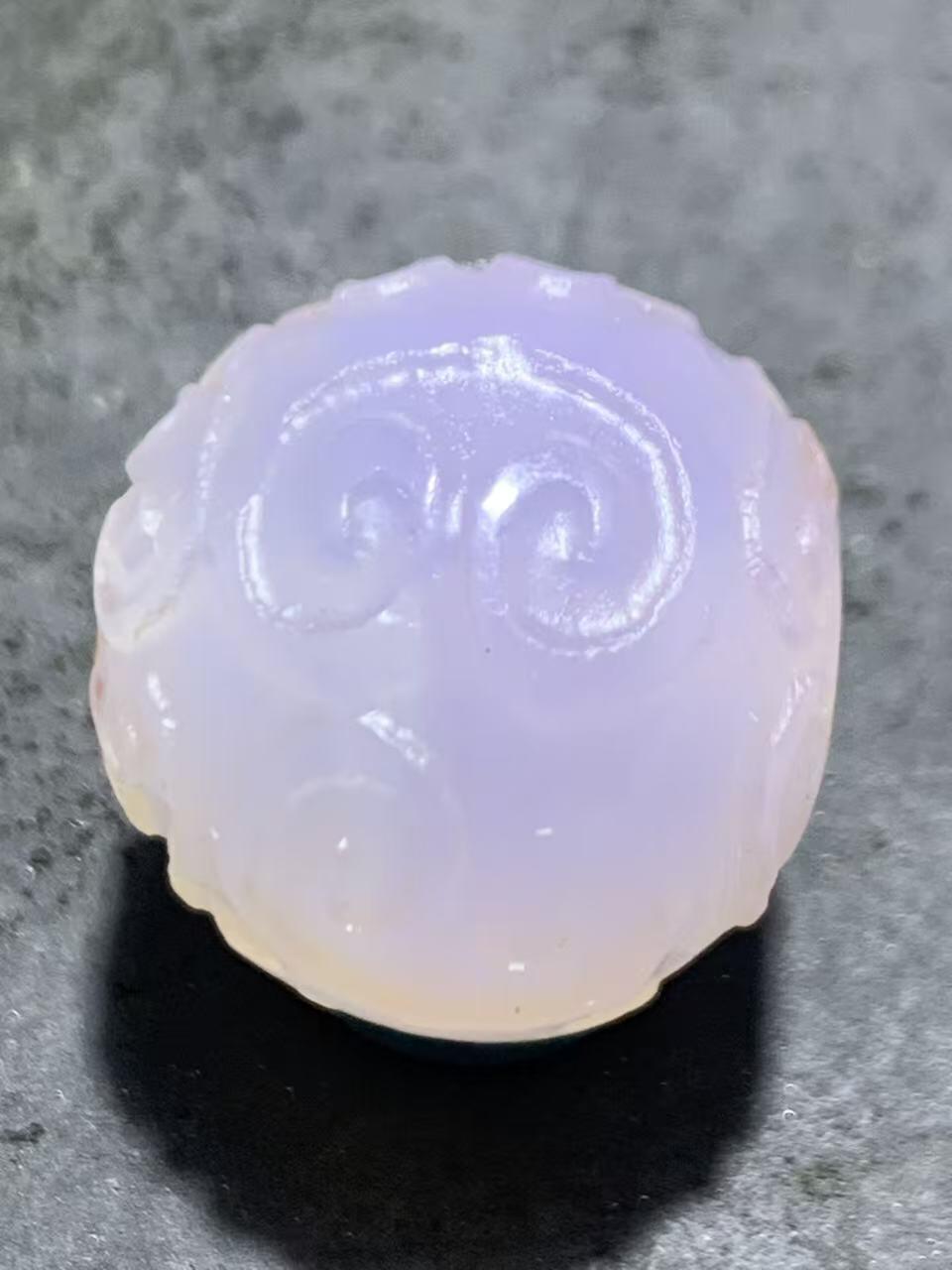 稀有紫罗兰高冰荧光润料玛瑙2.0随形回纹珠一颗